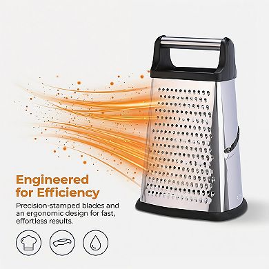 6.3"x9.3" 4-Sided Box Mandoline Slicer, Stainless Steel Vegetable Chopper with Non-Slip Base Handle