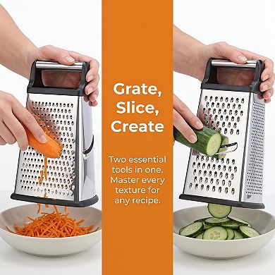6.3"x9.3" 4-Sided Box Mandoline Slicer, Stainless Steel Vegetable Chopper with Non-Slip Base Handle