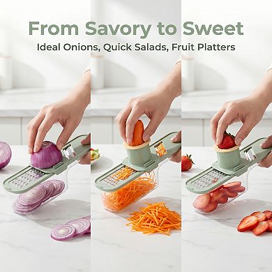 2 Pcs Mandoline Slicer for Kitchen, Vegetable Chopper 3-in-1 Multifunctional Cutter for Onion Carrot