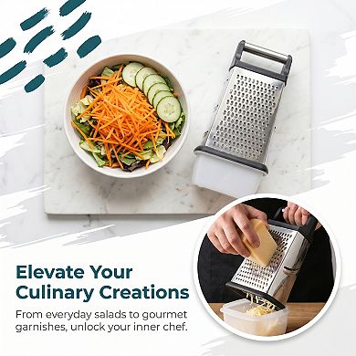 5.5"x11.8" 4-Sided Box Mandoline Slicer, Stainless Steel Vegetable Chopper with Non-Slip Base Handle