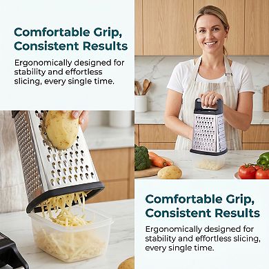 5.5"x11.8" 4-Sided Box Mandoline Slicer, Stainless Steel Vegetable Chopper with Non-Slip Base Handle