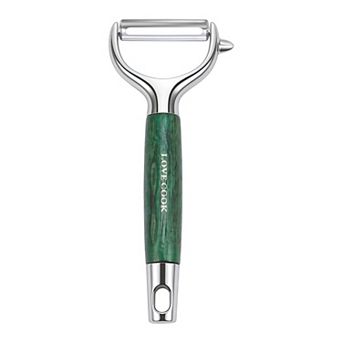 Stainless Steel Vegetable Peeler, Ergonomic Wood Look Potato Peeler with Hang Cord Handle
