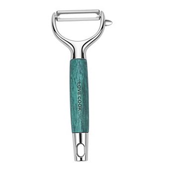 Stainless Steel Vegetable Peeler, Ergonomic Wood Look Potato Peeler with Hang Cord Handle