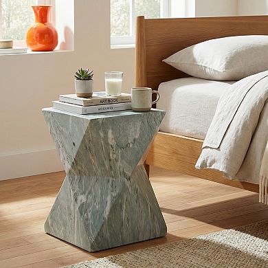 KWPZQEB Modern Geometric MGO Side Table, Hourglass Accent Table for Indoor, Outdoor
