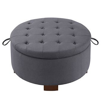 KWPZQEB Round Storage Ottoman with Reversible Lid, Boucle Footstool, Side Table for Living Room