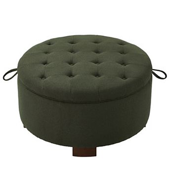 KWPZQEB Round Storage Ottoman with Reversible Lid, Boucle Footstool, Side Table for Living Room