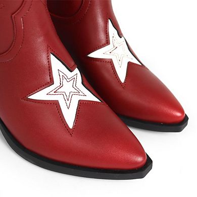 Jinko-1 Star Applique Western Knee High Cowboy Boots
