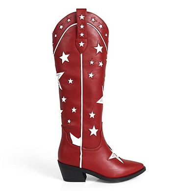Jinko-1 Star Applique Western Knee High Cowboy Boots