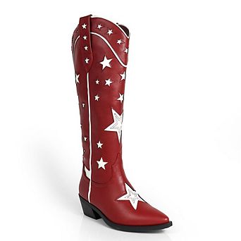 Jinko-1 Star Applique Western Knee High Cowboy Boots