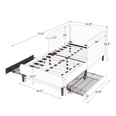GOODSILO Upholstered Platform Bed Frame with Storage Drawers