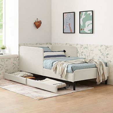 GOODSILO Upholstered Platform Bed Frame with Storage Drawers