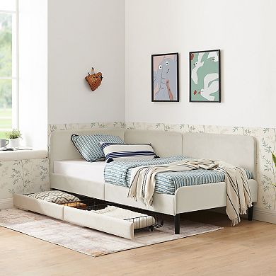 GOODSILO Upholstered Platform Bed Frame with Storage Drawers