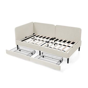 GOODSILO Upholstered Platform Bed Frame with Storage Drawers