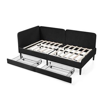 GOODSILO Upholstered Platform Bed Frame with Storage Drawers