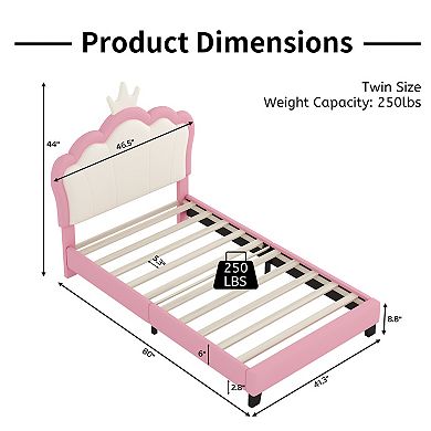GOODSILO Upholstered Crown Headboard Platform Bed With Footboard