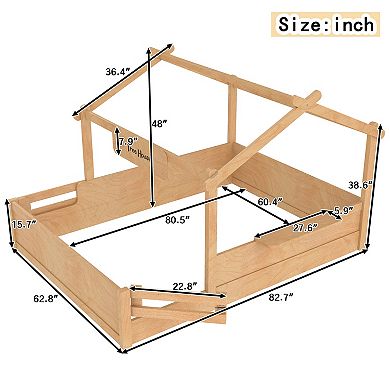 GOODSILO House Style Floor Bed with Guardrails and Storage Tray for Kids