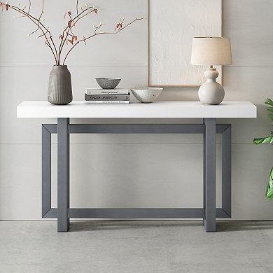 KWPZQEB Geometric Styling Extra Long Entryway Table, Solid Wood