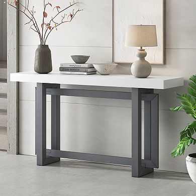 KWPZQEB Geometric Styling Extra Long Entryway Table, Solid Wood