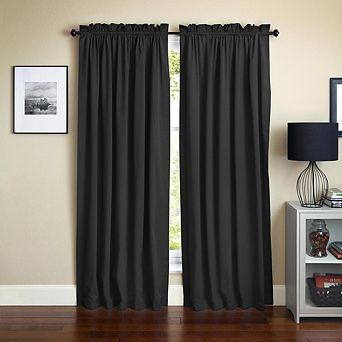 Blazing Needles Twill Curtain Panels (Set of 2)
