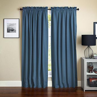 Blazing Needles Twill Curtain Panels (Set of 2)