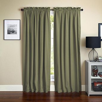 Blazing Needles Twill Curtain Panels (Set of 2)