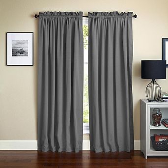 Blazing Needles Twill Curtain Panels (Set of 2)