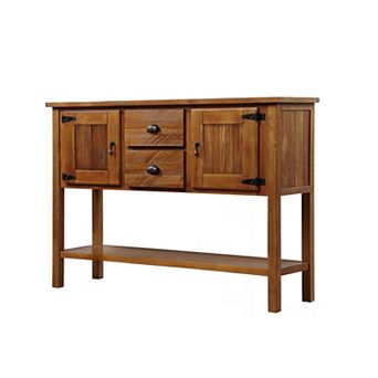 KWPZQEB Farmhouse Solid Wood Console Table with 2 Drawers & Bottom Shelf