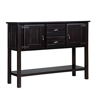KWPZQEB Farmhouse Solid Wood Console Table with 2 Drawers & Bottom Shelf