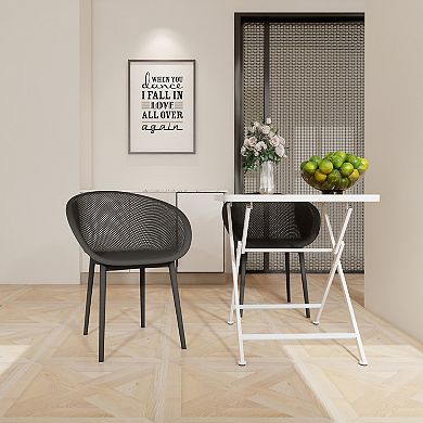 KWPZQEB Leisure Dining Table Set of 3, Folding Square Table & 3 Chairs, All-Weather PP Plastic
