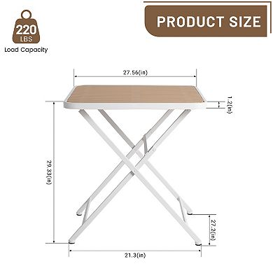 KWPZQEB Leisure Dining Table Set of 3, Folding Square Table & 3 Chairs, All-Weather PP Plastic