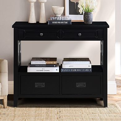 KWPZQEB Farmhouse Console Table with 4 Drawers, Entry Sofa Table for Entryway, Living Room