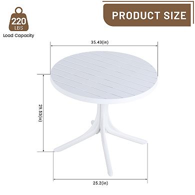KWPZQEB Leisure Dining Table Set of 3, Round Table & 2 Chairs, All-Weather PP Plastic