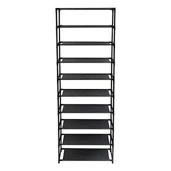 10 tier Stackable Shoe Rack Storage Shelves - Stainless Steel Frame Holds 50 Pairs Of Shoes
