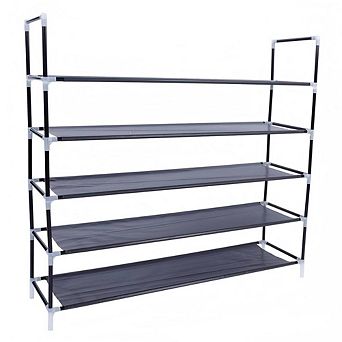 Simple Assembly 5 tier Non-woven Fabric Shoe Rack with Handle