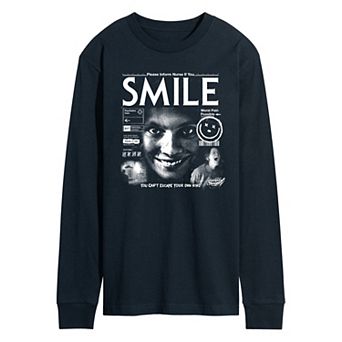 Men's Smile Horror Movie Collage Long Sleeve Graphic T-Shirt