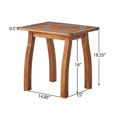 Outdoor Accent Table, Acacia Wood Slatted Side Table for Patio, Pool Deck & Backyard