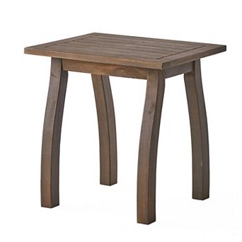 Outdoor Accent Table, Acacia Wood Slatted Side Table for Patio, Pool Deck & Backyard