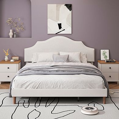 GOODSILO Upholstered Platform Bed with Adjustable Headboard for Modern Bedroom
