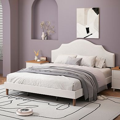 GOODSILO Upholstered Platform Bed with Adjustable Headboard for Modern Bedroom