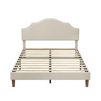 GOODSILO Upholstered Platform Bed with Adjustable Headboard for Modern Bedroom