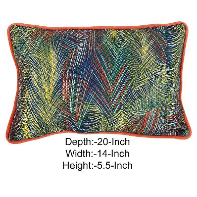 20 X 14 Inch Pillow With Abstract Art Details, Multicolor