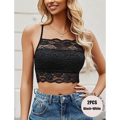 Avidlove Women High Neck Lace Racerback Adjustable Strap Cropped Camisole Bralette