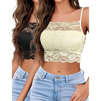 Avidlove Women High Neck Lace Racerback Adjustable Strap Cropped Camisole Bralette