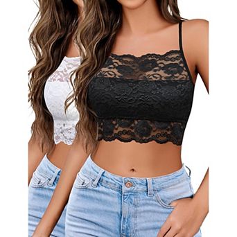 Avidlove Women High Neck Lace Racerback Adjustable Strap Cropped Camisole Bralette