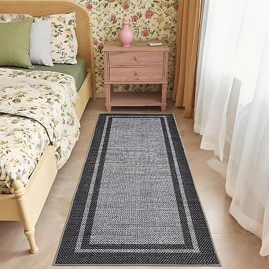 Modern Bordered Washable Rugs Area Rug for Living Room, Non Slip