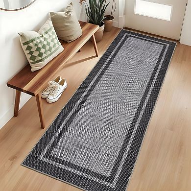 Modern Bordered Washable Rugs Area Rug for Living Room, Non Slip
