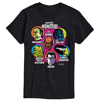 Men's Universal Monsters Retro Character Collage Short Sleeve Graphic T-Shirt
