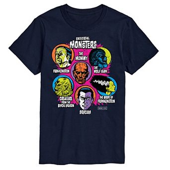 Men's Universal Monsters Retro Character Collage Short Sleeve Graphic T-Shirt