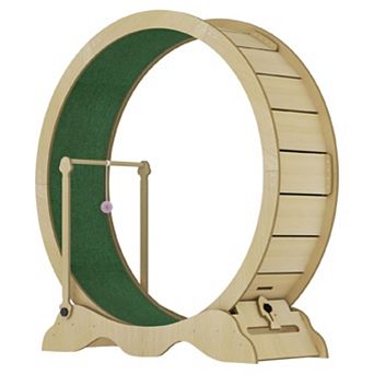 45 in Large Cat Exercise Wheel for Indoor Cats - Wooden Running Treadmill with Lock
