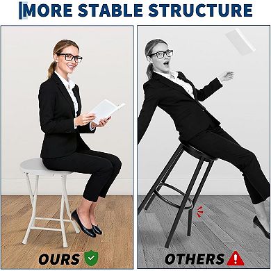 Folding Stool Chair with Handle, Portable Heavy Duty Round Foldable Stool,Non-Slip Feet